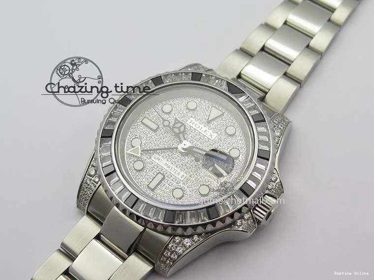 0524 Soft GMT-Master II 116759 SS Bp-Maker Black Ruby Crystal Diamond Dial On SS Bracelet A 3766